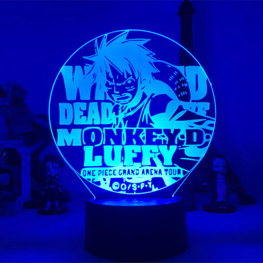 One Piece LED-Nachtlicht – Tot oder lebendig: Monkey D. Luffy (Blau)