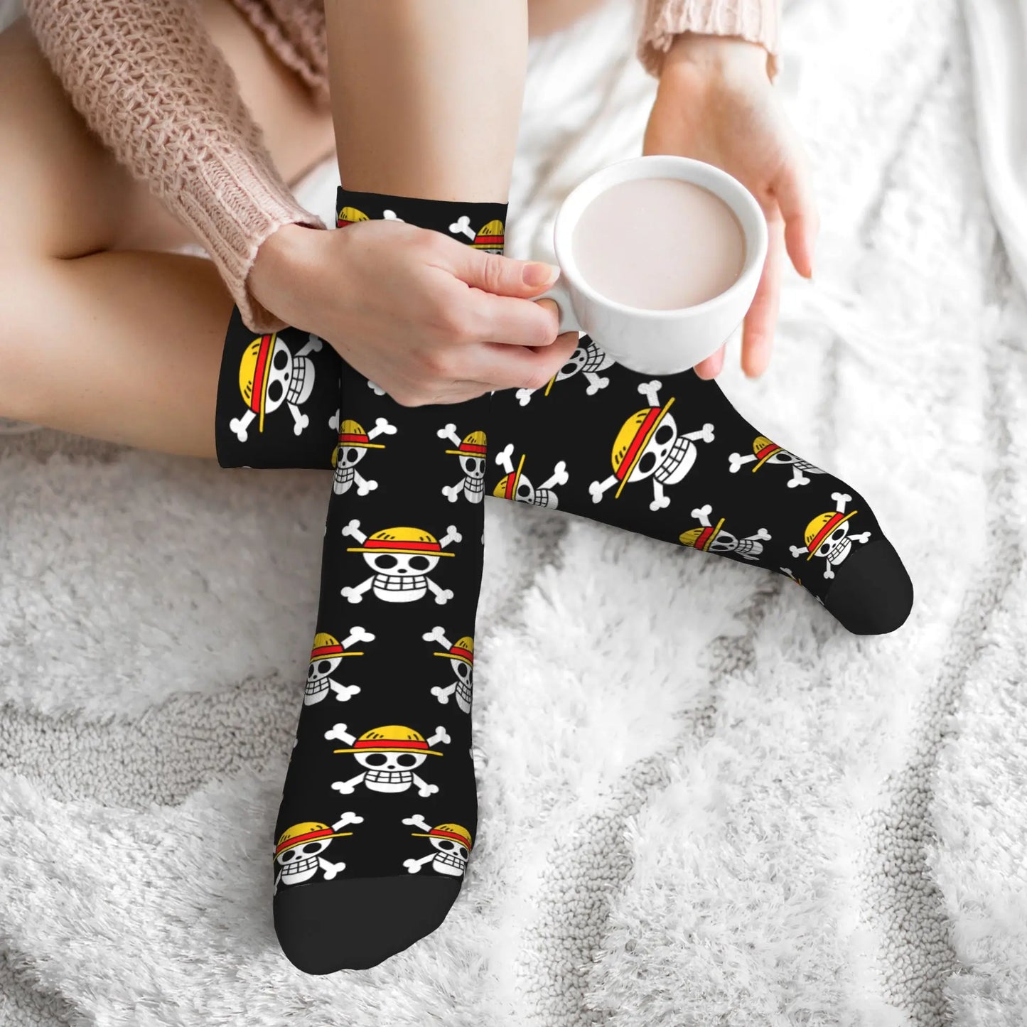 Chaussettes One Piece - Motif Skull Noir