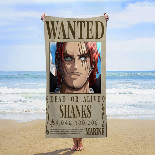 One Piece-Strandtuch – Wanted-Poster von Shanks dem Roten