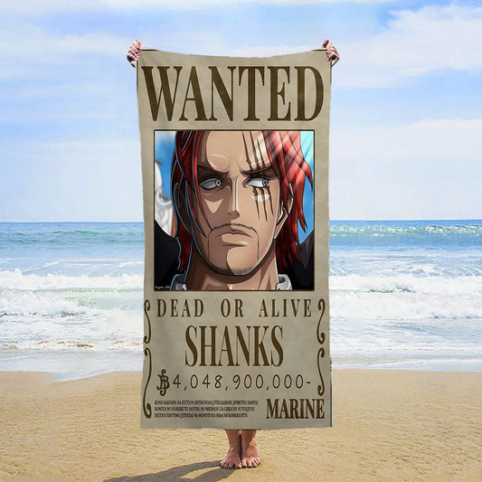 One Piece-Strandtuch – Wanted-Poster von Shanks dem Roten
