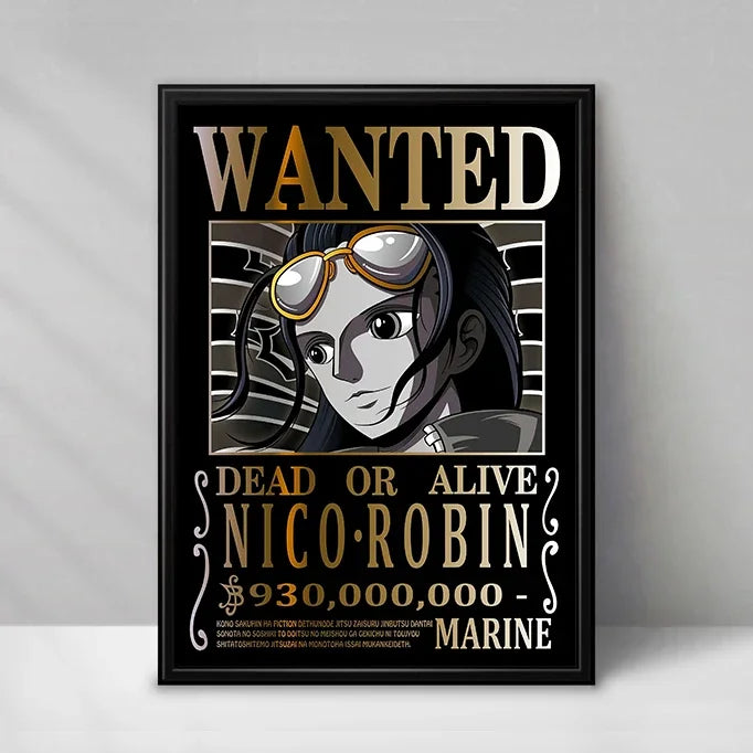 One Piece Wanted-Poster – Nico Robin (Vintage-Stil)