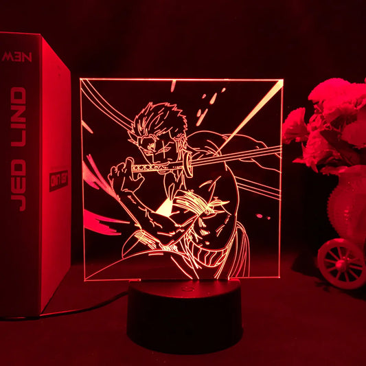 One Piece LED-Nachtlicht – Wanted-Poster von Roronoa Zoro (Rot)