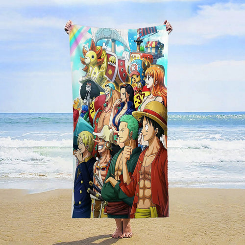 One Piece-Strandtuch – Collage der Strohhut-Bande