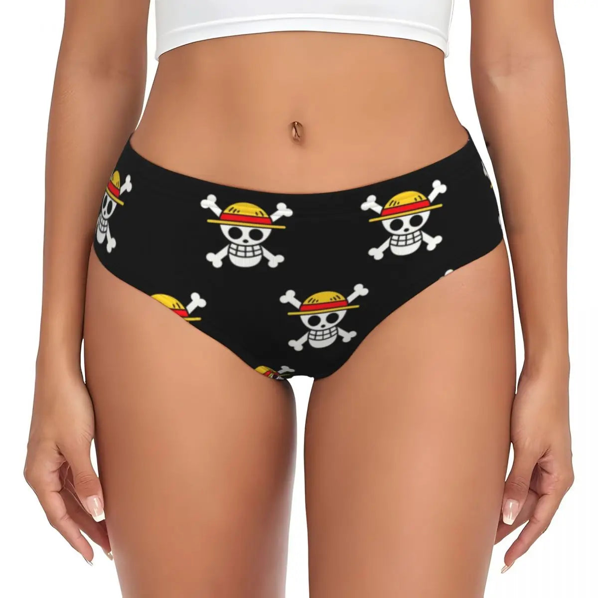 Culotte One Piece - Motif Répété Jolly Roger Classique (Noir)