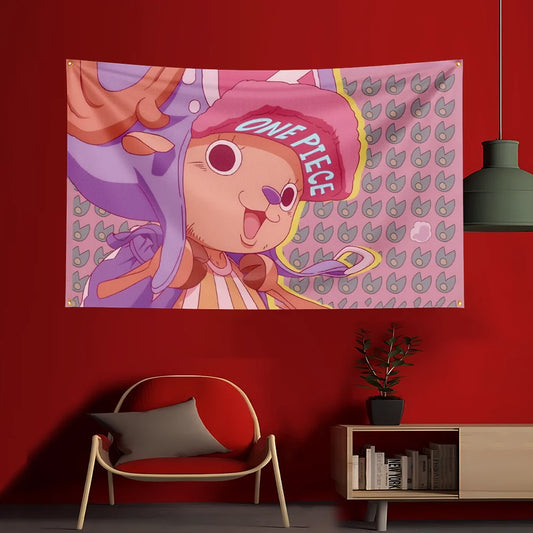 Poster One Piece - Chopper (Fond Rose)