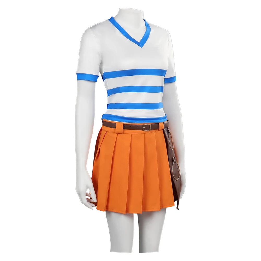 Costume Cosplay One Piece - Tenue Nami (Version Zou avec Jupe Orange)