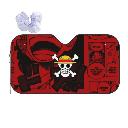 One Piece-Autosonnenblende – rotes Ruffy-Logo