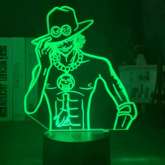 One Piece LED-Nachtlicht – Portgas D. Ace Feuerfaust (Grün)