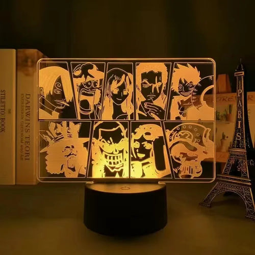 One Piece LED-Nachtlicht – Collage der Strohhut-Crew (Gelb)
