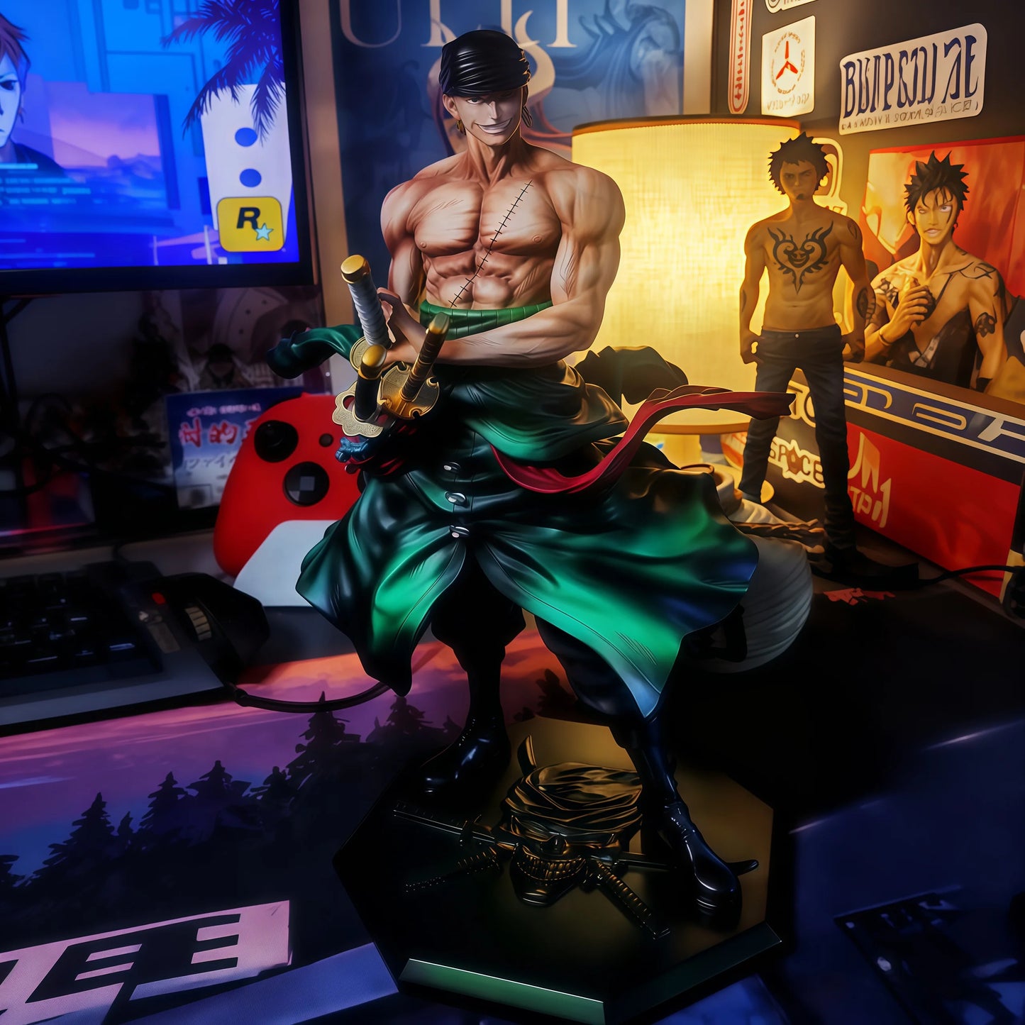 Statue One Piece Premium - Roronoa Zoro Style Wano (Effets LED/Aura)