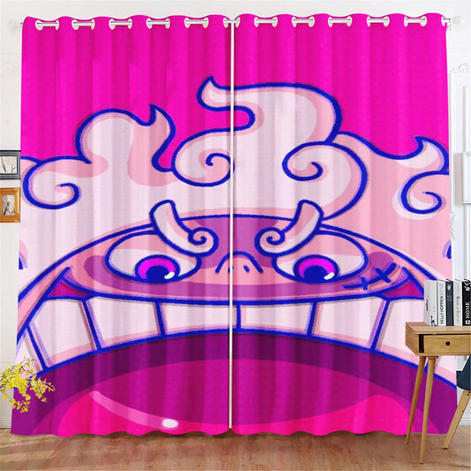 One-Piece-Vorhang – Muster aus violetten Wolken und Teufelsfrucht (abstraktes Design)