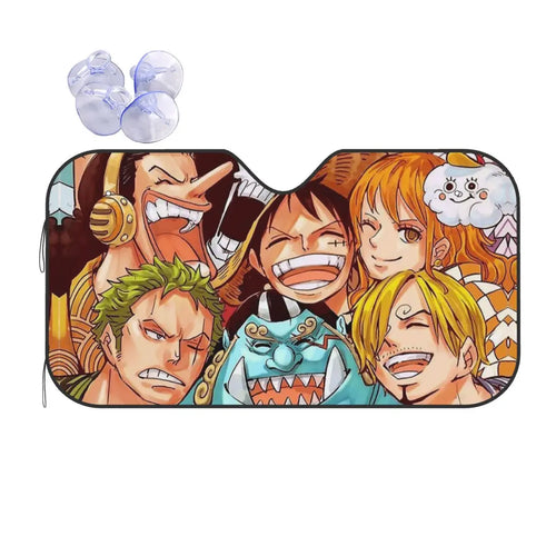 Auto-Sonnenschutz One Piece – Crew-Illustration im Wano-Stil
