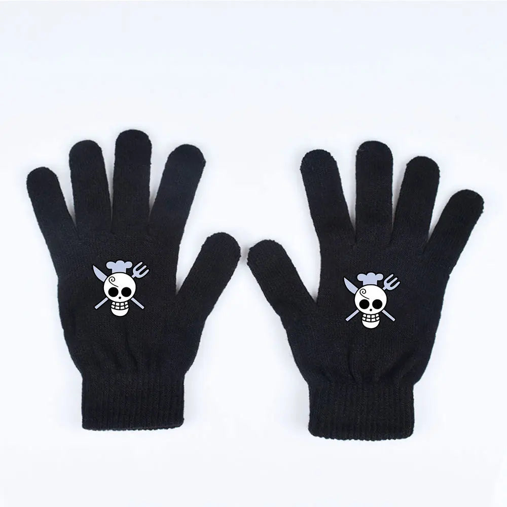 One Piece-Handschuhe – Minimalistischer weißer Piratenschädel