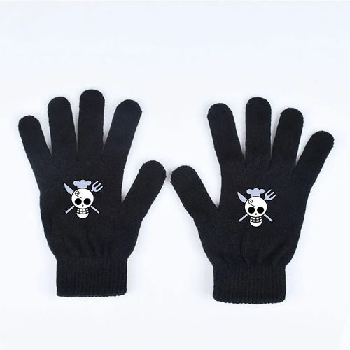 One Piece-Handschuhe – Minimalistischer weißer Piratenschädel