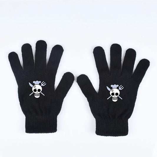 One Piece-Handschuhe – Minimalistischer weißer Piratenschädel