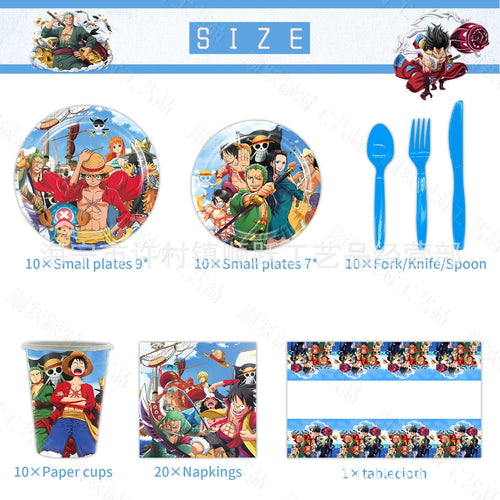 Pack Anniversaire Complet One Piece - Assiettes, Gobelets et Couverts