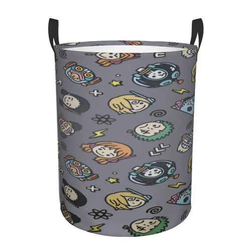 Panier à Linge One Piece - Motifs Icônes et Chapeaux de Paille (Gris)