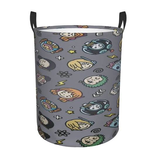 Panier à Linge One Piece - Motifs Icônes et Chapeaux de Paille (Gris)