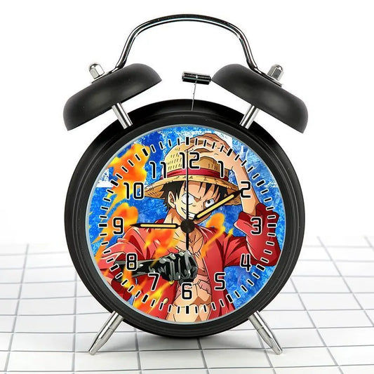 Retro-One Piece-Wecker – Monkey D. Ruffy im Kampf (Schwarzes Modell)