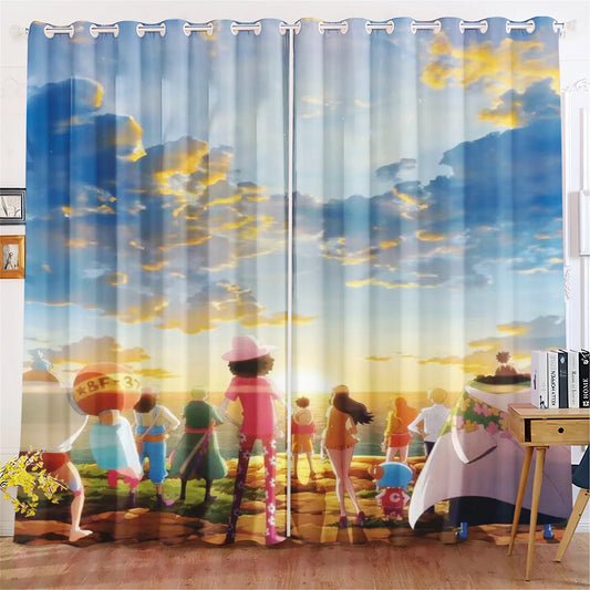One-Piece-Vorhang – Die Strohhüte am Horizont (Zimmerdekoration)