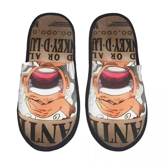 Chaussons One Piece - Design Monkey D. Luffy Wanted (Beige)